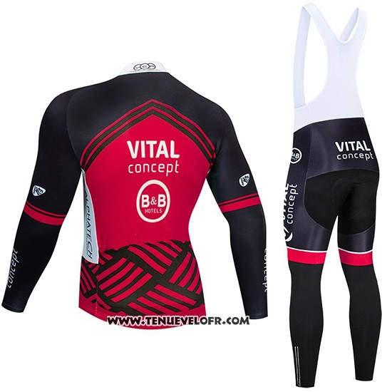 2019 Maillot Ciclismo Vital Concept Rouge Blanc Noir Manches Longues et Cuissard